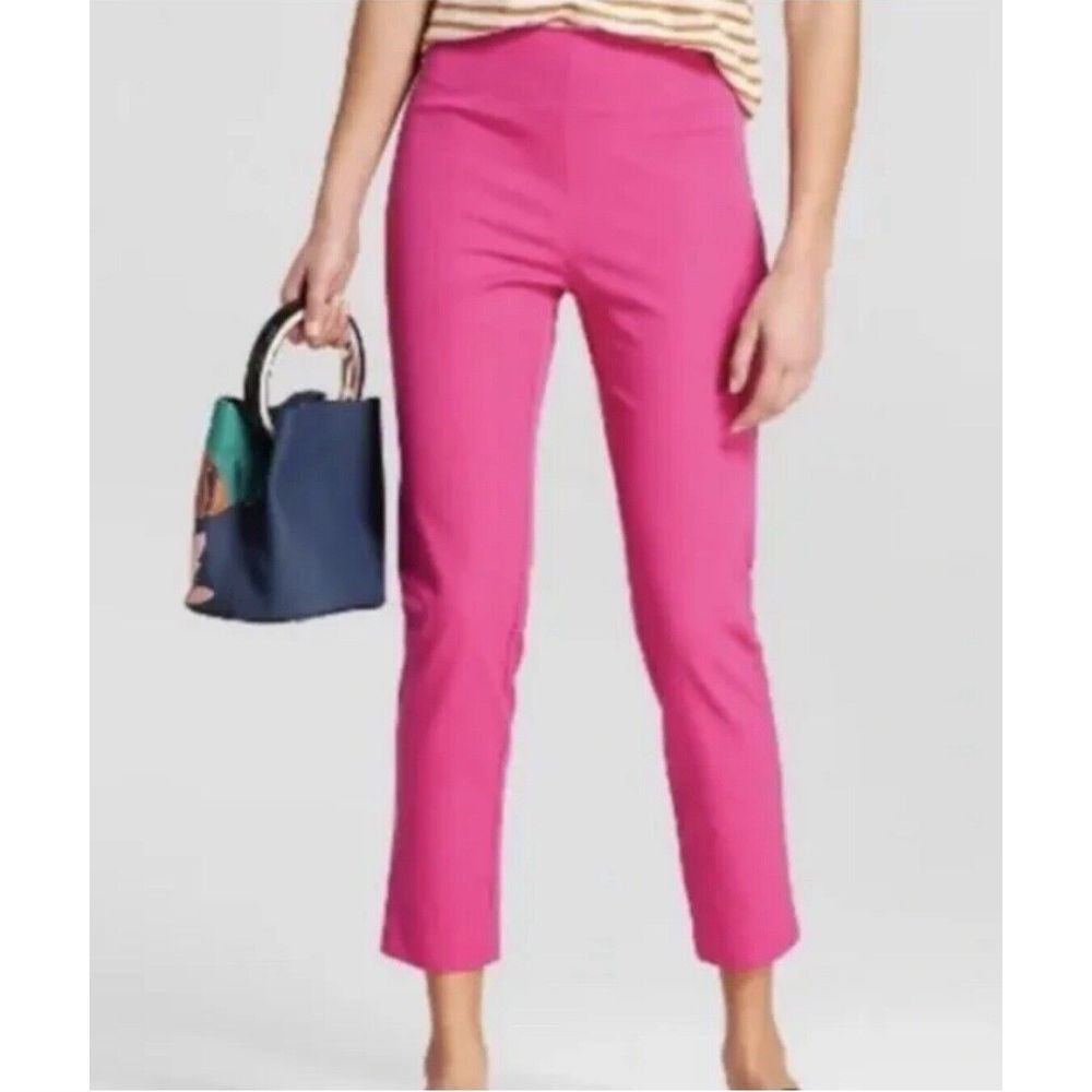 A New Day Size 17 R Pink Capri Pants Side Zip Skinny‎ Ankle High Rise Fitted Hip